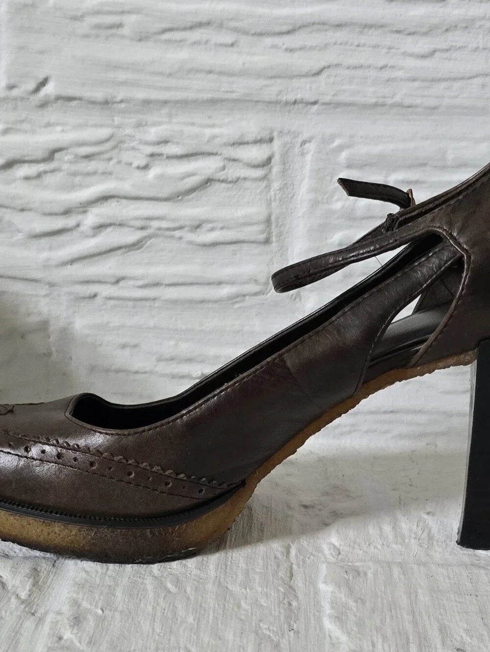 Classic Brown Leather Mary Jane Heels